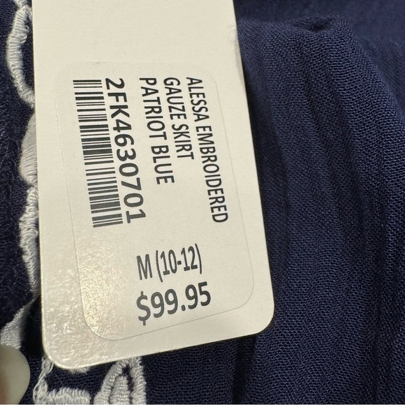 Soft Surroundings Deep Blue A-Line Skirt with White Embroidery - Picture 8 of 8